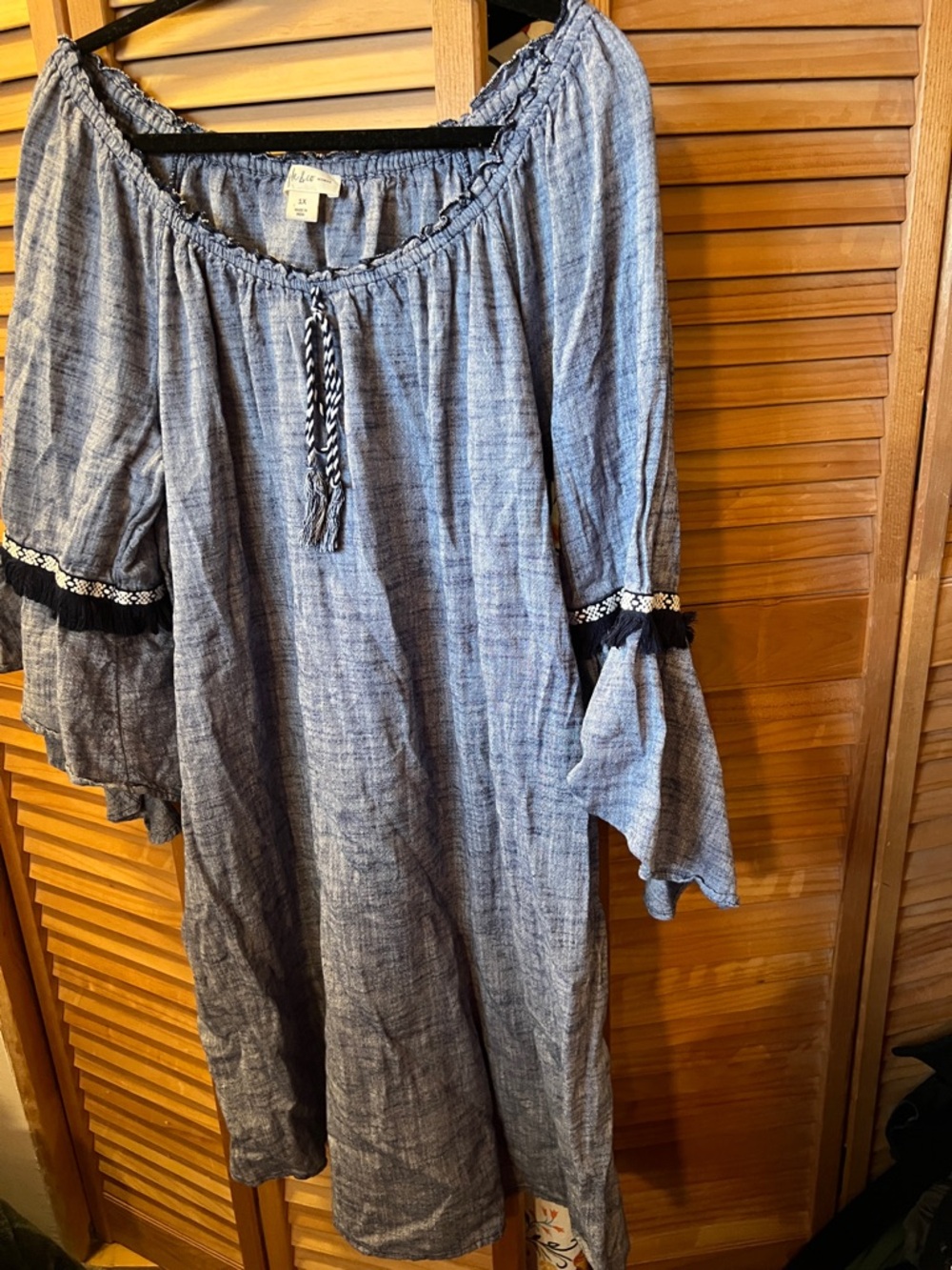 Style & Co. Indigo Chambray Off-Shoulder Top